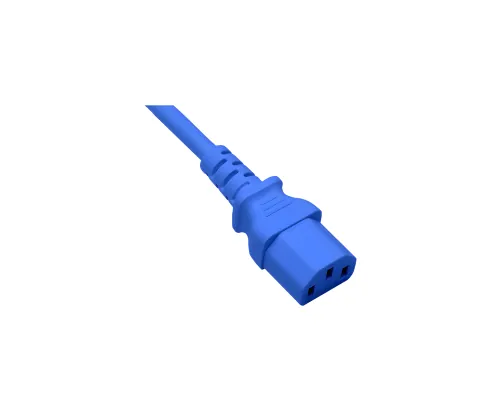 DINIC Netzkabel Europa CEE 7/7 90° auf C13, 0,75 mm², VDE, blau, Länge 0,50m